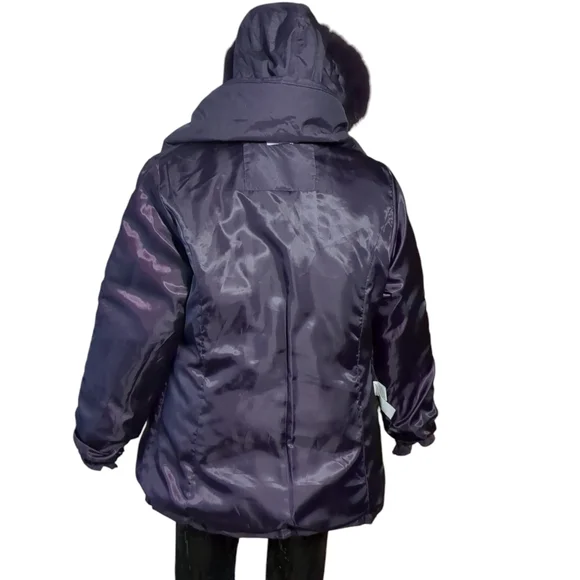 Laura Purple Puffer Jacket with Faux Fur Hood Size SP - Picture 10 of 16